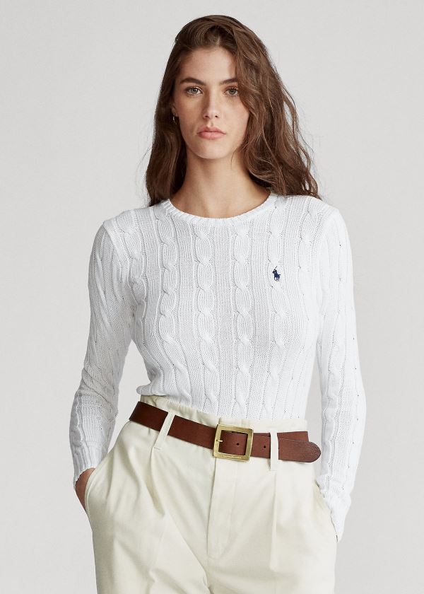 Polo Ralph Lauren Cable-Knit Cotton Striktrøje Dame Danmark (SXRNH8430)